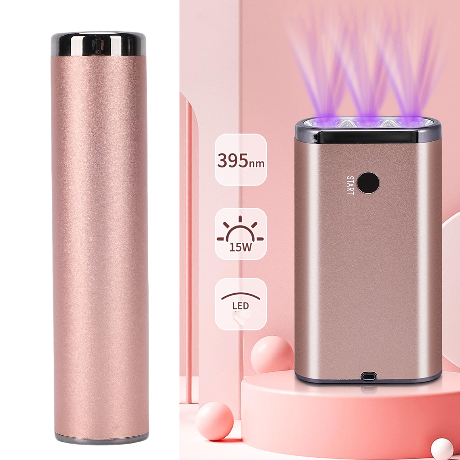Garsent Lampada per Unghie a LED U V, Luce per Extension Capelli, 4 modalità Temporali, Lampada Polimerizzante a LED 395 Nm per Unghie, Asciuga Unghie Portatile Senza Fili per Salone,