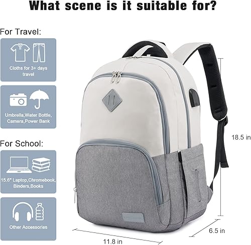 Miniatura 3 de LOVEVOOK Mochila para laptop para mujeres y hombres, bolsa clásica para laptop con compartimento para computadora portátil para viajes de trabajo,