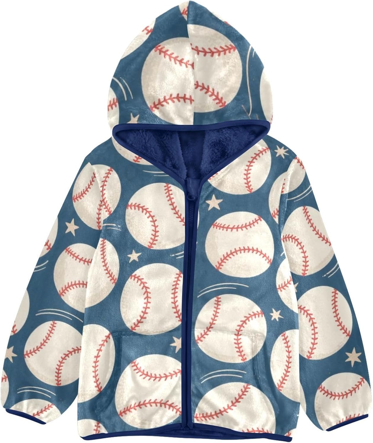 GuoChe Baseball Pattern Toddler Fleece Jacket Children Winter Clothes