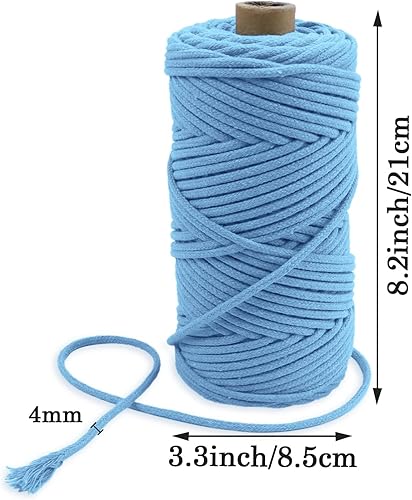 Miniatura 2 de JeogYong Cuerda de macramé de 0.157 in x 109 yardas, cuerda trenzada de algodón natural, cuerda de macramé para bolsas de ganchillo, colgar en la