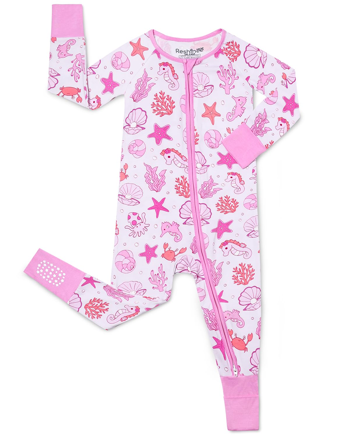 babee Reshinee Viscose Derived from Bamboo Baby Footie Pajamas Convertible Newborn Sleeper for Baby Girl Zipper Onesie 0-24M
