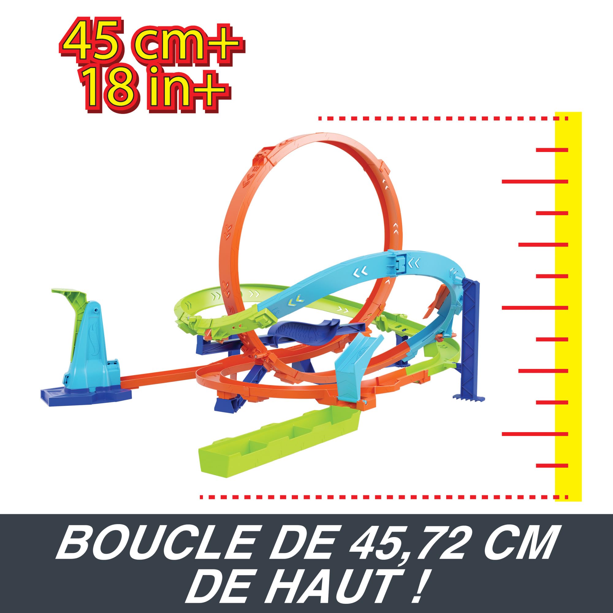 Hot Wheels Let’s Race Netflix - Coffret Circuit Loop Cyclone Challenge Gamme Action Avec Voiture, Échelle 1/64, 2 Modes De Jeu, Rangement Facile, Poignée De Transport, A Partir De 4 Ans, HXM94