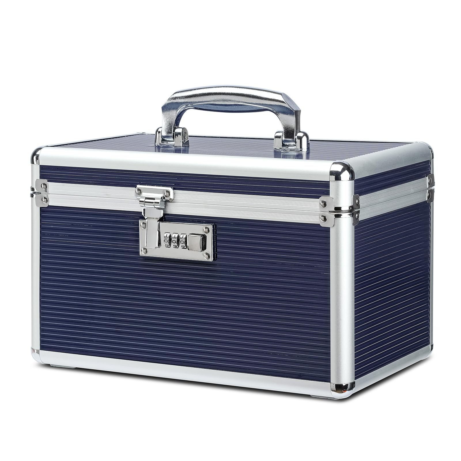 Hewei Works Blue Combination Locking Medication Box With Portable Storage Case, Childproof Medicine Lock Organizer, Lockable Box For Documents & Valuables (, Medium)