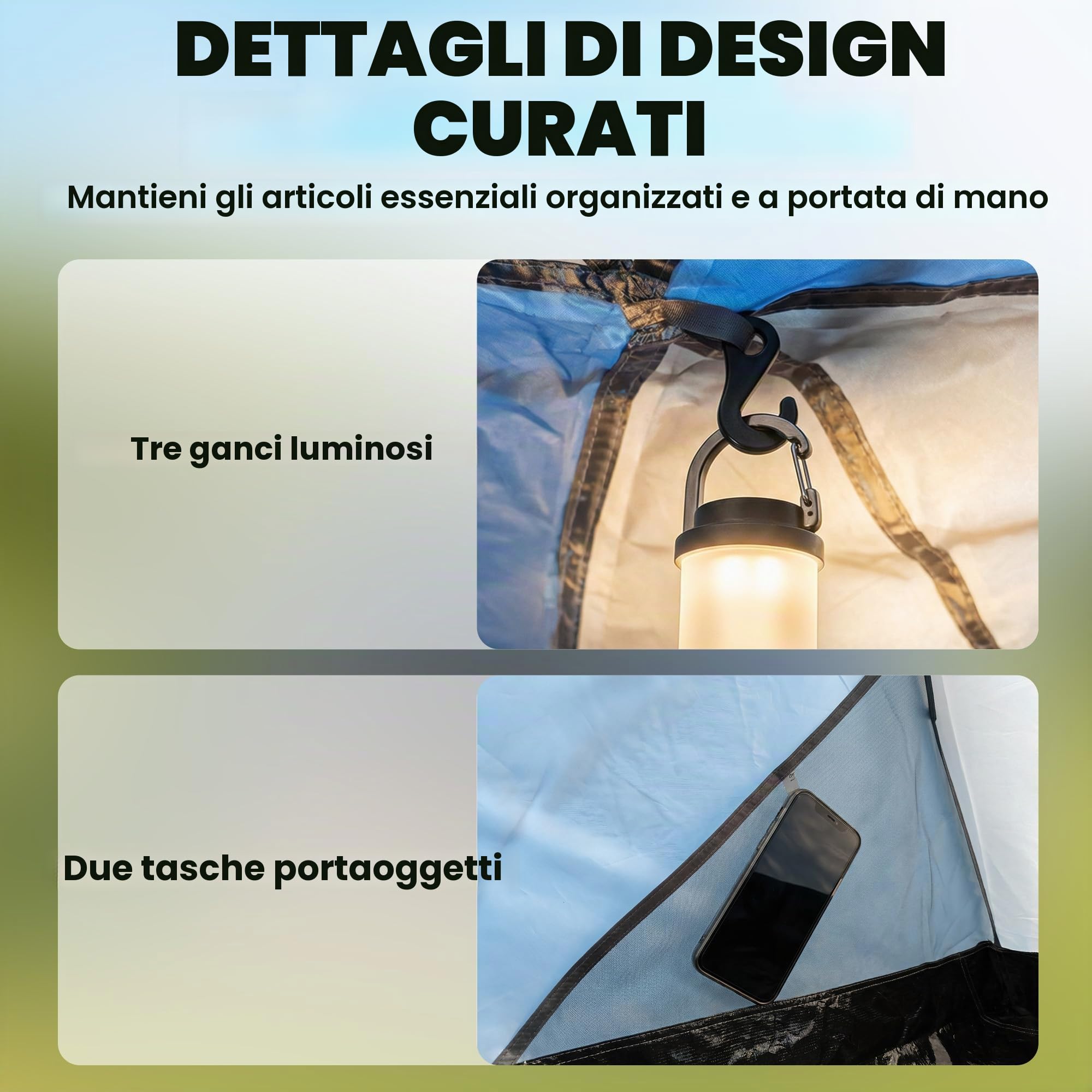 Outsunny Tenda da campeggio a doppio strato tunnel per famiglie, 4-5 persone, grande tenda con 2 camere e soggiorno per 12 persone, 3000 mm, impermeabile, riparo solare con tettoia, blu