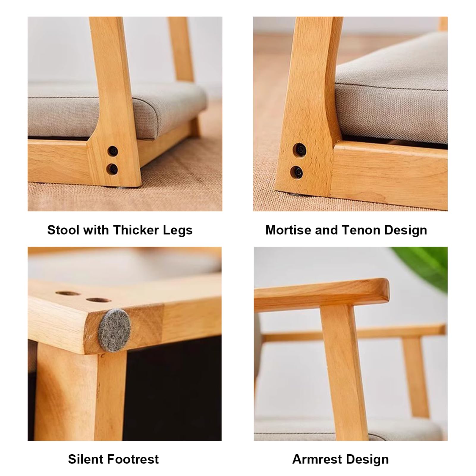 Silla de meditación con soporte de respaldo, silla japonesa para sala de estar o dormitorio, cómodo asiento tatami para relajación y meditación