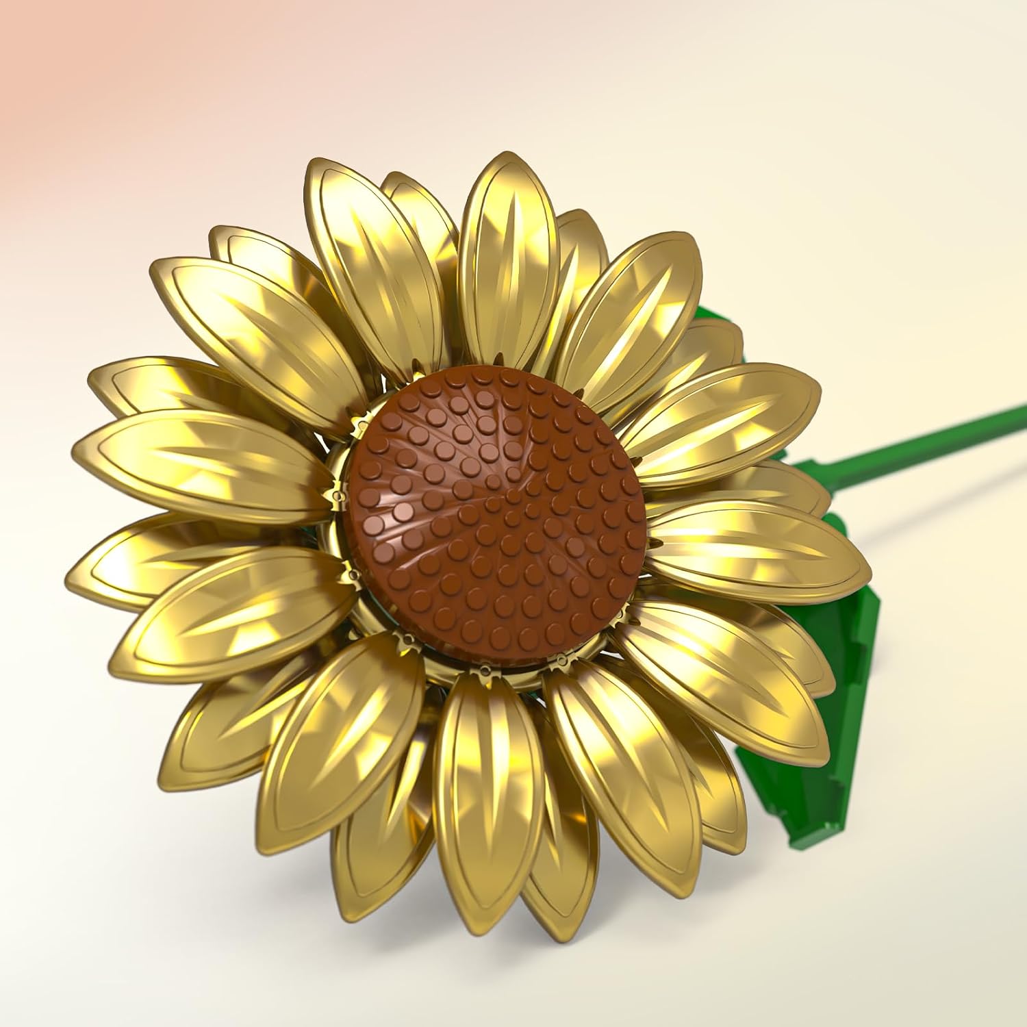 Golden Sunflower Bouquet Building Set, DIY Flower Building Kit for Women & Adults, Artificial Eternal Sunflower for Home Decor Display, Creative Gift for Her
