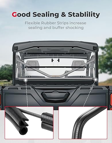 Miniatura 6 de KEMIMOTO Parabrisas trasero UTV, ventana trasera con panel deslizante compatible con Can-Am Defender HD 5810MAX 2016 2017 2018 2019 2020 2021 2022