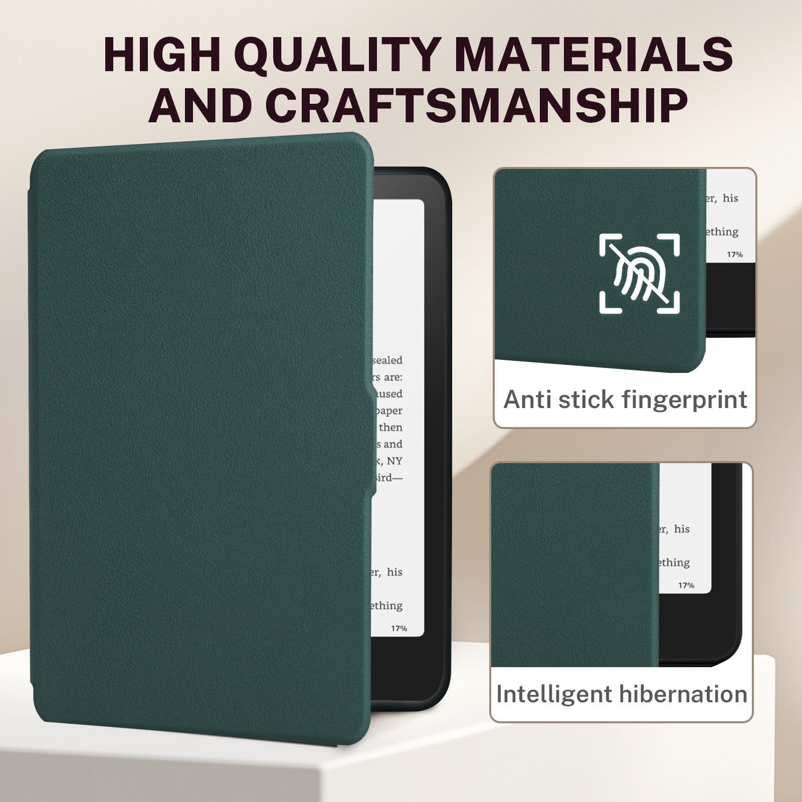 Inteligentne etui kompatybilne z czytnikiem e-booków Kindle Paperwhite 5., 6., 7. generacji (wydanie 2012-2018 – model nr: EY21 i DP75SDI), zawiera osłonę ekranu – wysokiej jakości pokrowiec ze skóry