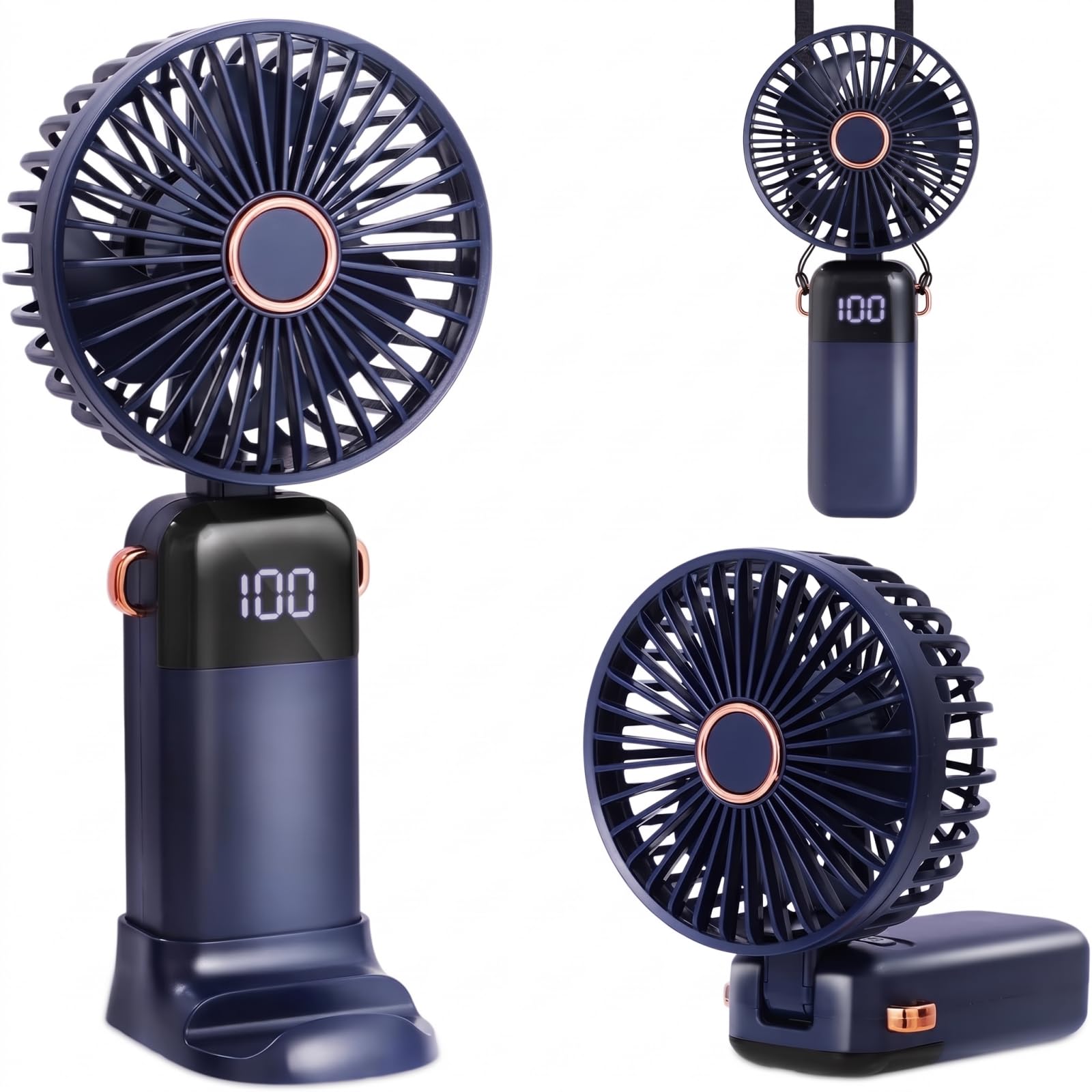 Mepham ventilatore manuale – Mini ventilatore tascabile portatile ricaricabile, ventola USB pieghevole con 5 velocità per ufficio e uso all'aperto