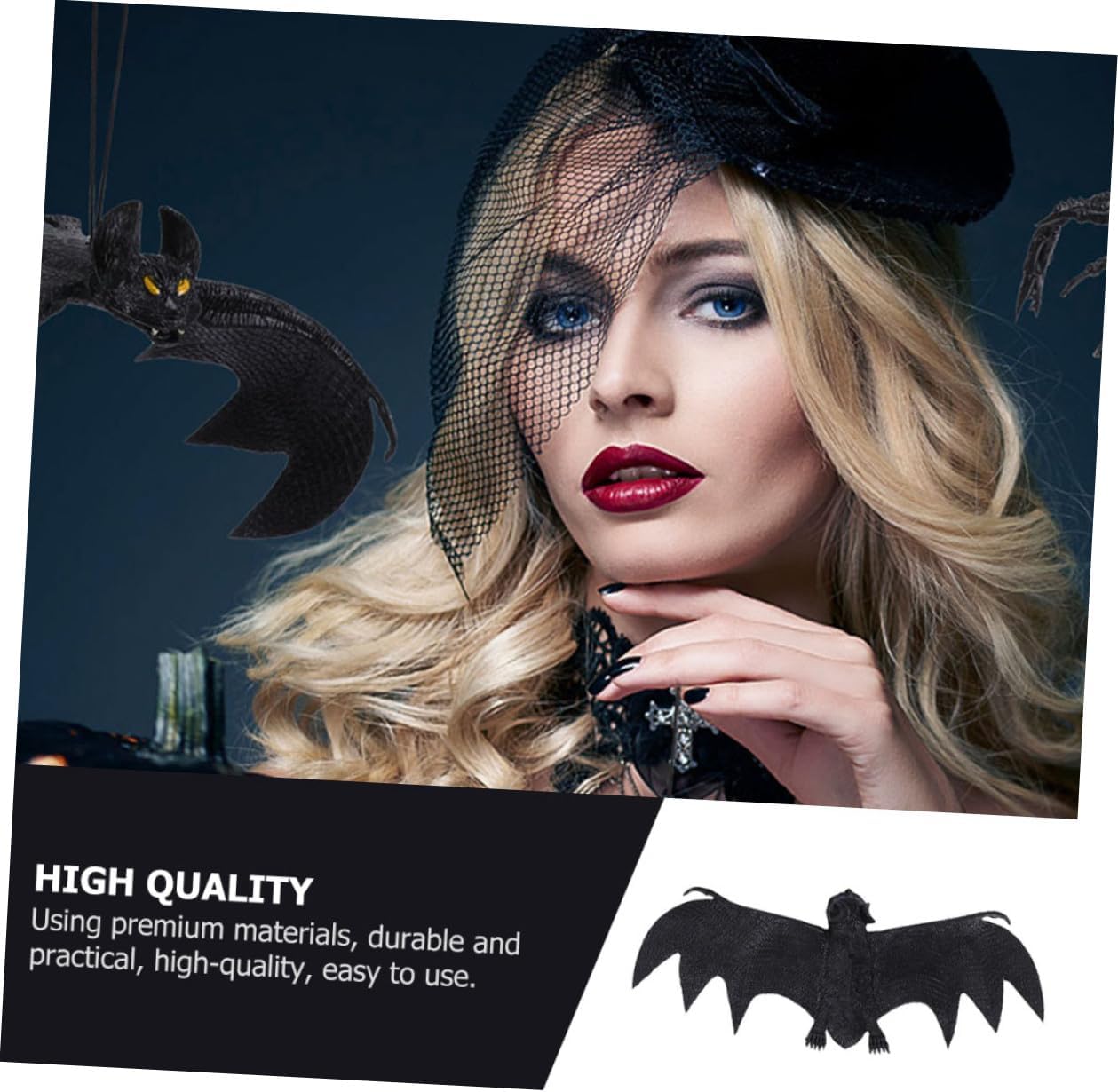 Operitacx 3pcs Halloween Bat Pendants Realistic Simulation Animal Decorations for Party Ornaments and Photography Props Indoor Outdoor Hanging Décor