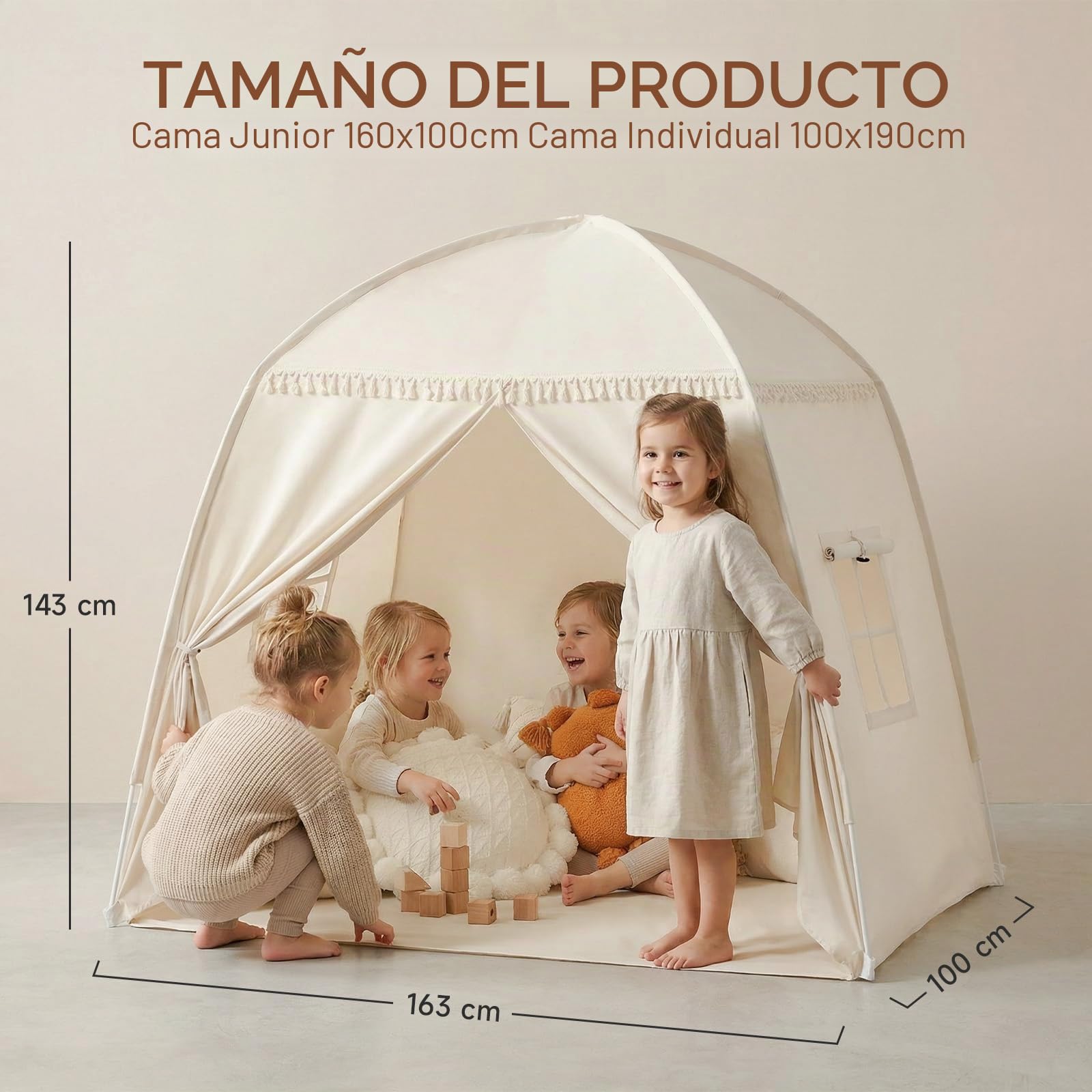 Sumbababy Tienda Grande para Niños: Tienda de Campaña para Niños, Interior, Niños Pequeños, Tipi para Niños y Niñas, Casa de Juegos, Interior, Toldo, Cama para Sala de Juegos, Regalo
