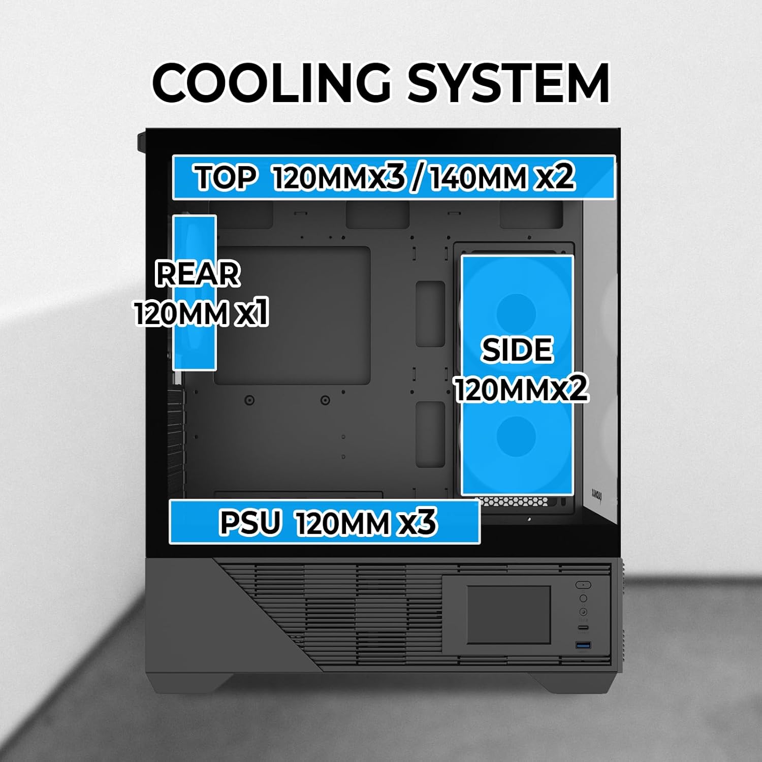 RAIDMAX i803 Panoramic LCD Gaming PC Case Series, Includes 650W 80+ Gold SI PSU & Digital Temp Display ARGB Air Cooler, High Airflow, Supports 400mm GPU & 360mm AIO (Bundle)