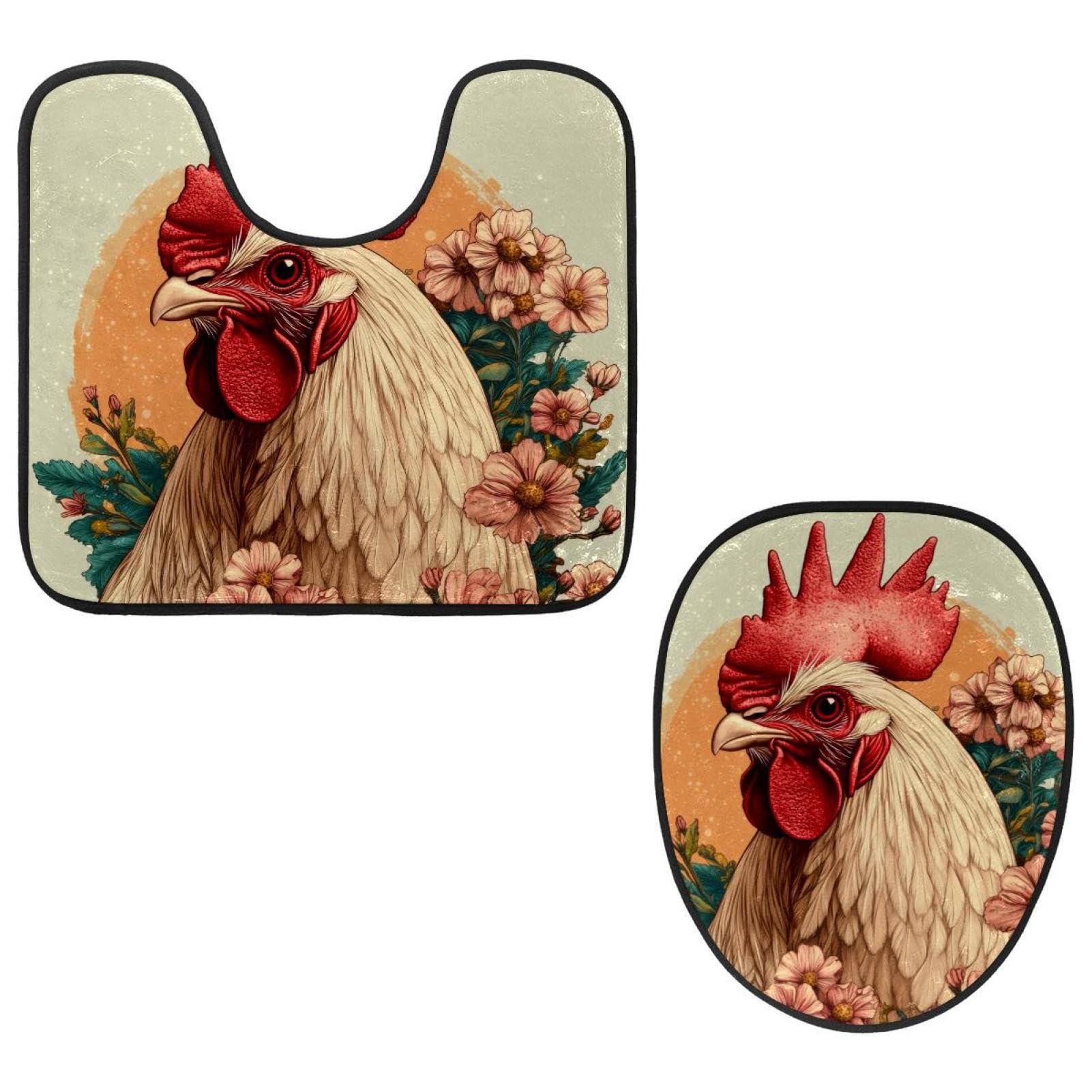 2 Pieces Flannel Toilet Contour Mat and Toilet Lid Cover, Soft Toilet Lid Cover Set Machine Washable Non Slip Contour Mat for Bathroom Decor Accessories