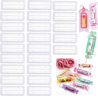 BAOFALI 40PCS Small 3.4x1.4inch Plastic Clear Rectangle Domes; Self-Adhesive for DIY Lip Balm Pouches Money Holder Candies Craft Gift Cards Shaker Card Making Scrapbooking Tool