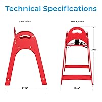 Vista 9 de Koala Kare Silla Alta de Diseño – Silla Alta Moderna, Duradera y Sanitaria para Restaurantes, Apilable Ahorradora de Espacio, Fácil de Limpiar, Rojo