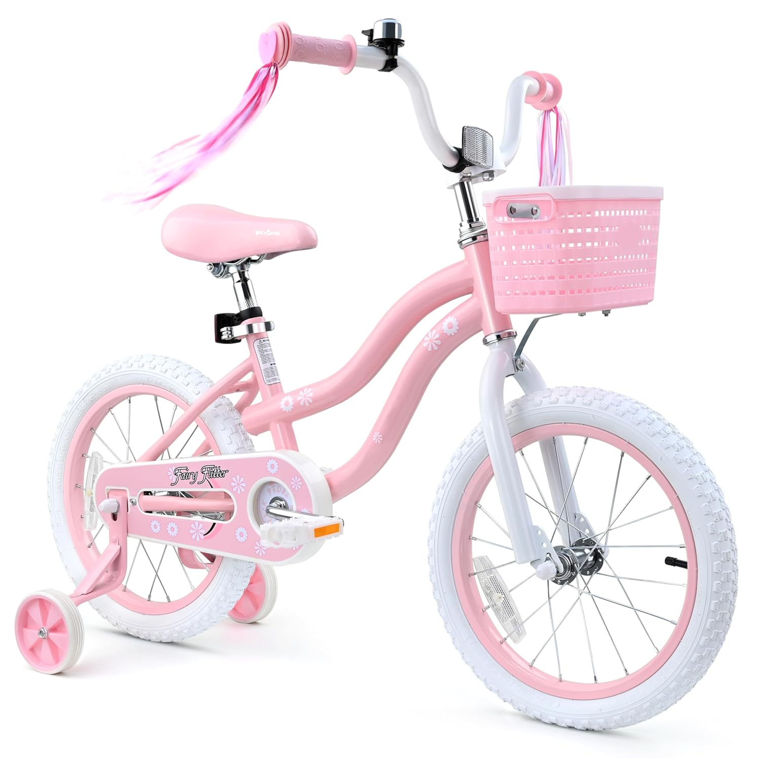 Girls Bike for Kids Ages 2-5 Years, 12 14 16 Inch Kids Bike with Training Wheels, Basket & Streamers, Pink Little Girls Bicycle with Coaster Brake, Birthday Gift