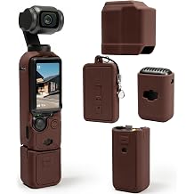 Protective Case for DJI Osmo Pocket 3 / Xtra Muse Camera, Soft Silicone Cover with Mic & Screen Protection, Lightweight, Anti-Scratch, Slim Fit Skin Accessories for Pocket 3 Coffee Brown
