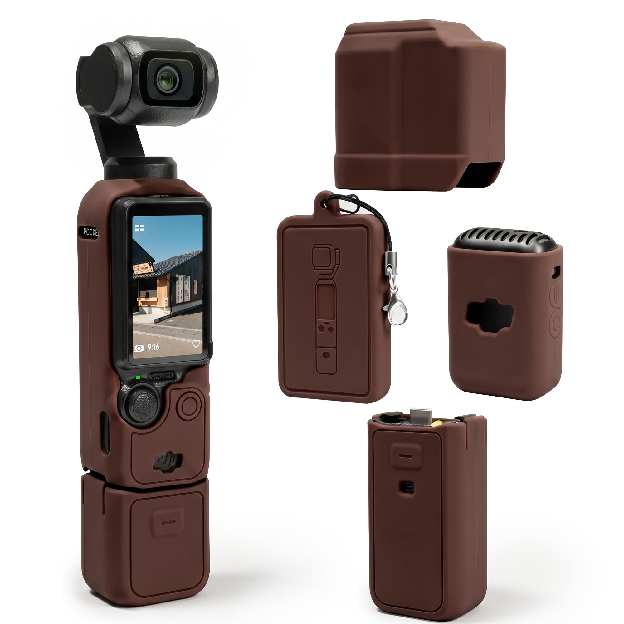 Funda de silicona para DJI Osmo Pocket 3 carcasa protectora de pantalla con hueco para micrófono 8