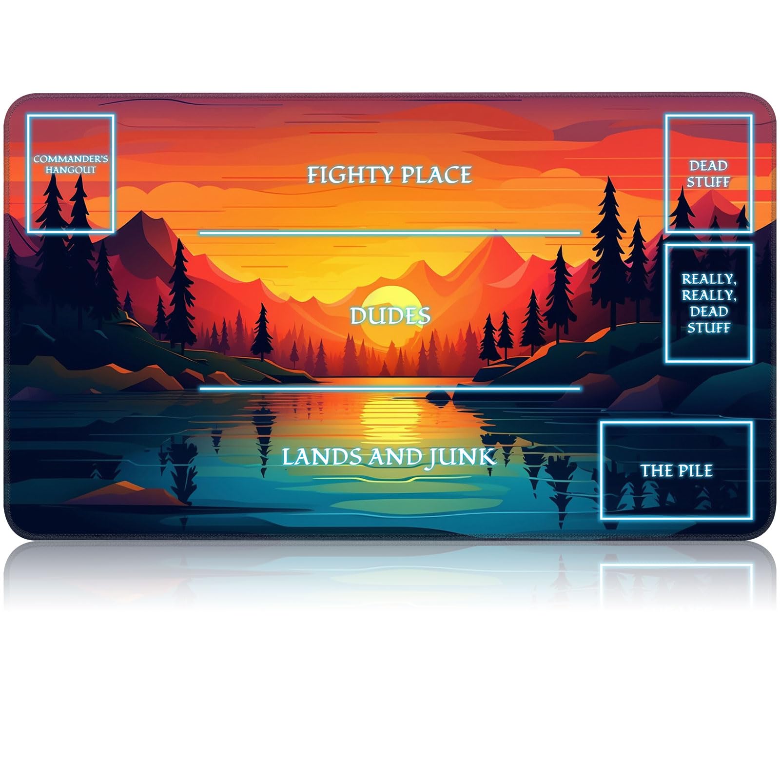for MTG Game Playmat, for Magic TCG Rubber Play mat,Tabletop Card Playmats with Smooth Surface,Trading Card Inked Game Mat with White Zones,Battle Game,Sunset Forest