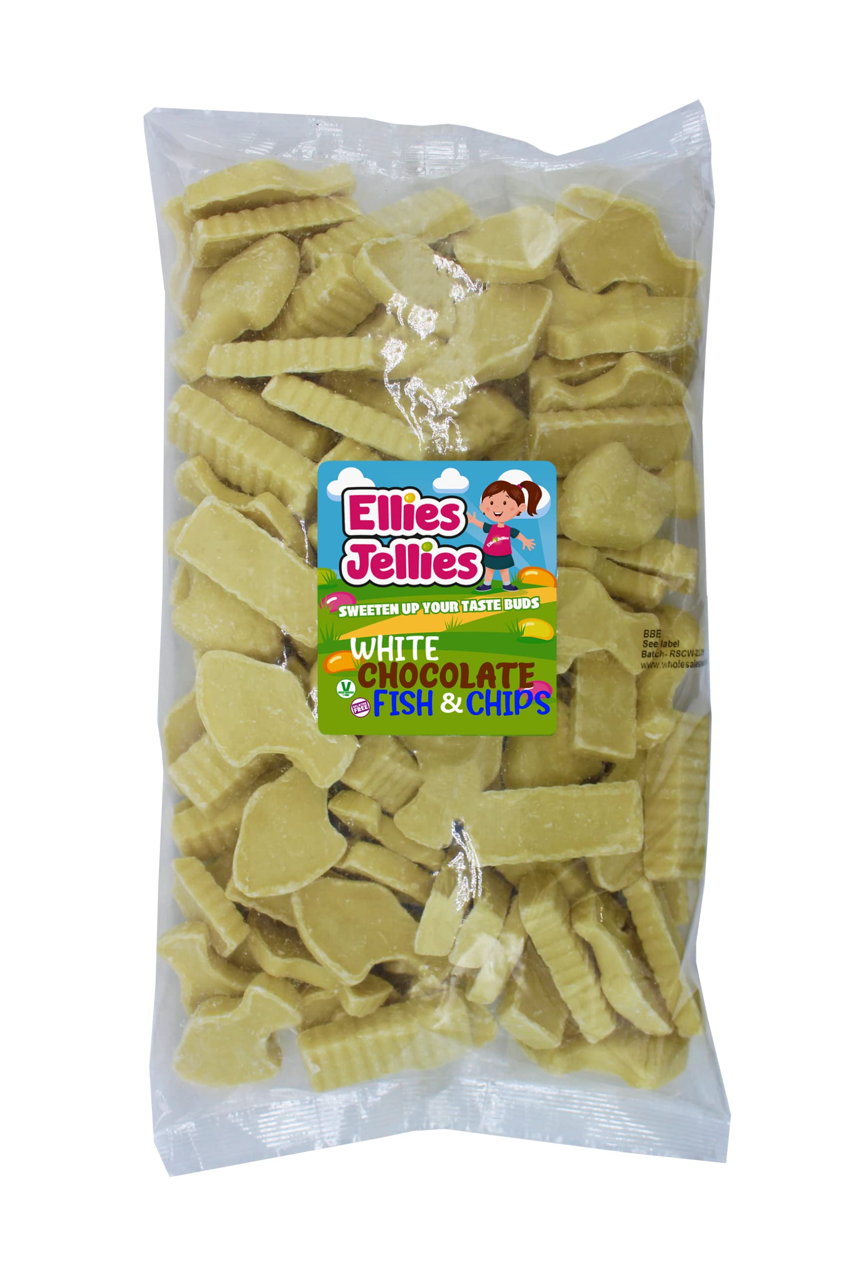 Ellies JelliesWhite Chocolate Fish & Chips 1kg Bag