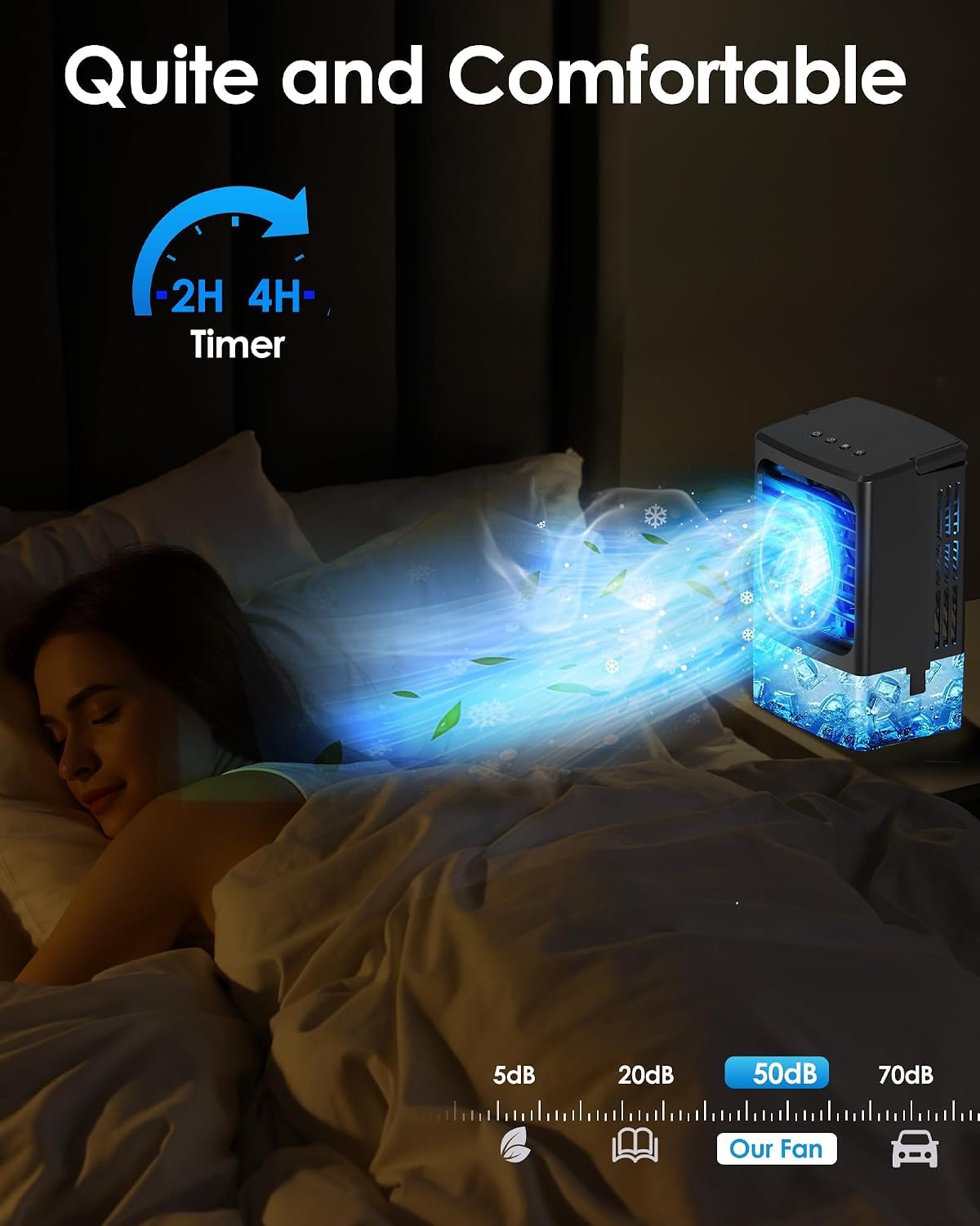 Portable Air Conditioners，Upgraded Portable AC Small Air Conditioner Personal Air Cooler Mini Evaporative Cooler 3 Wind Speed Portable Small AC with 7 Night Light for Room Home Bedroom Office
