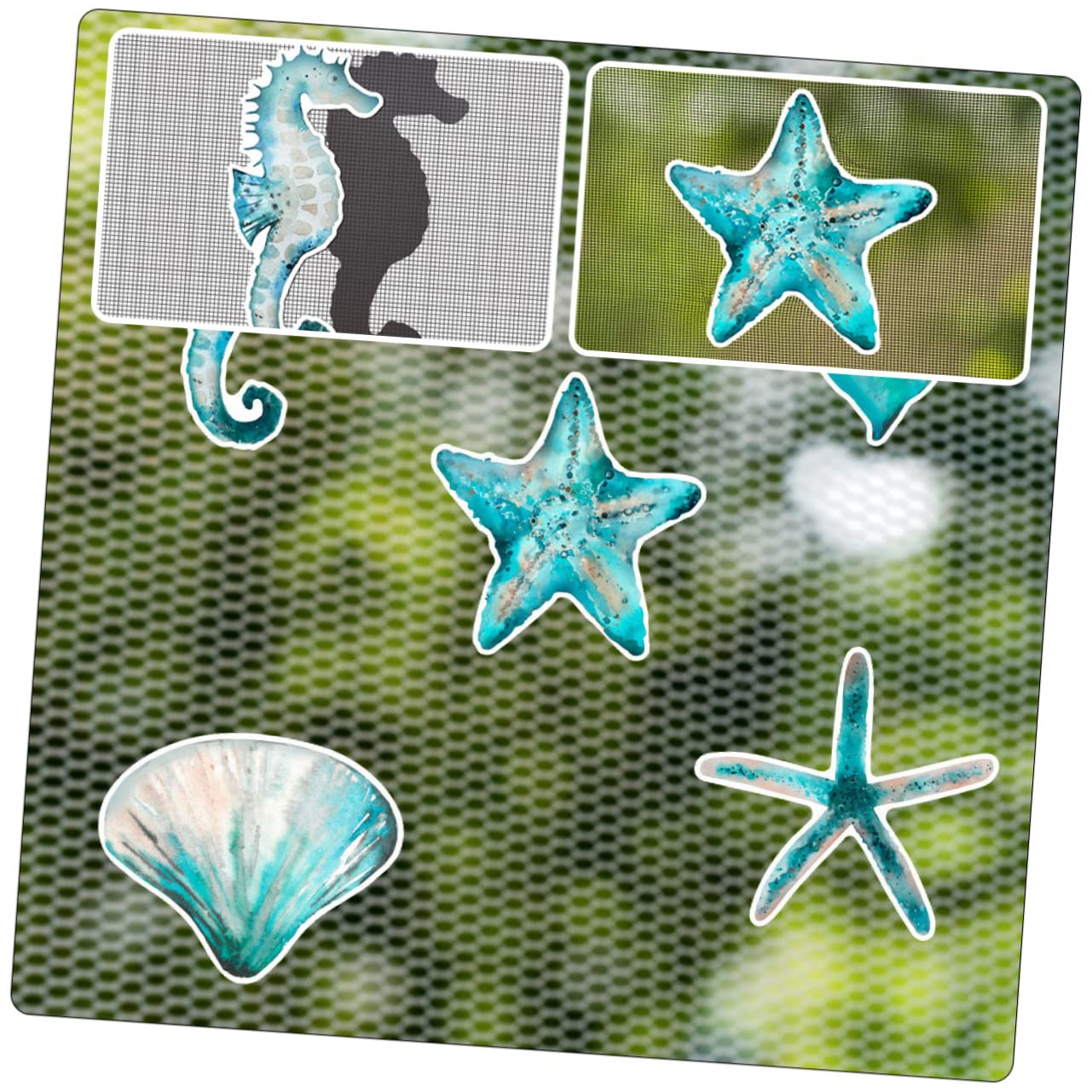 Cabilock 4 Juegos Pegatinas Anticolisión Para Ventanas Calcomanías Para Colisiones Con Decoración Del Océano Decoración De Conchas Marinas Calcomanías Para Ventanas Para 10 Uds * 4