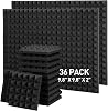 Hertber 36 Pack Pyramid Acoustic Foam, 9.8x 9.8x 2 inches Acoustic Panels, Black Sound Proof Foam Panels, Sound Absorbing Panel, Sound Panels Noise Reducing for Walls