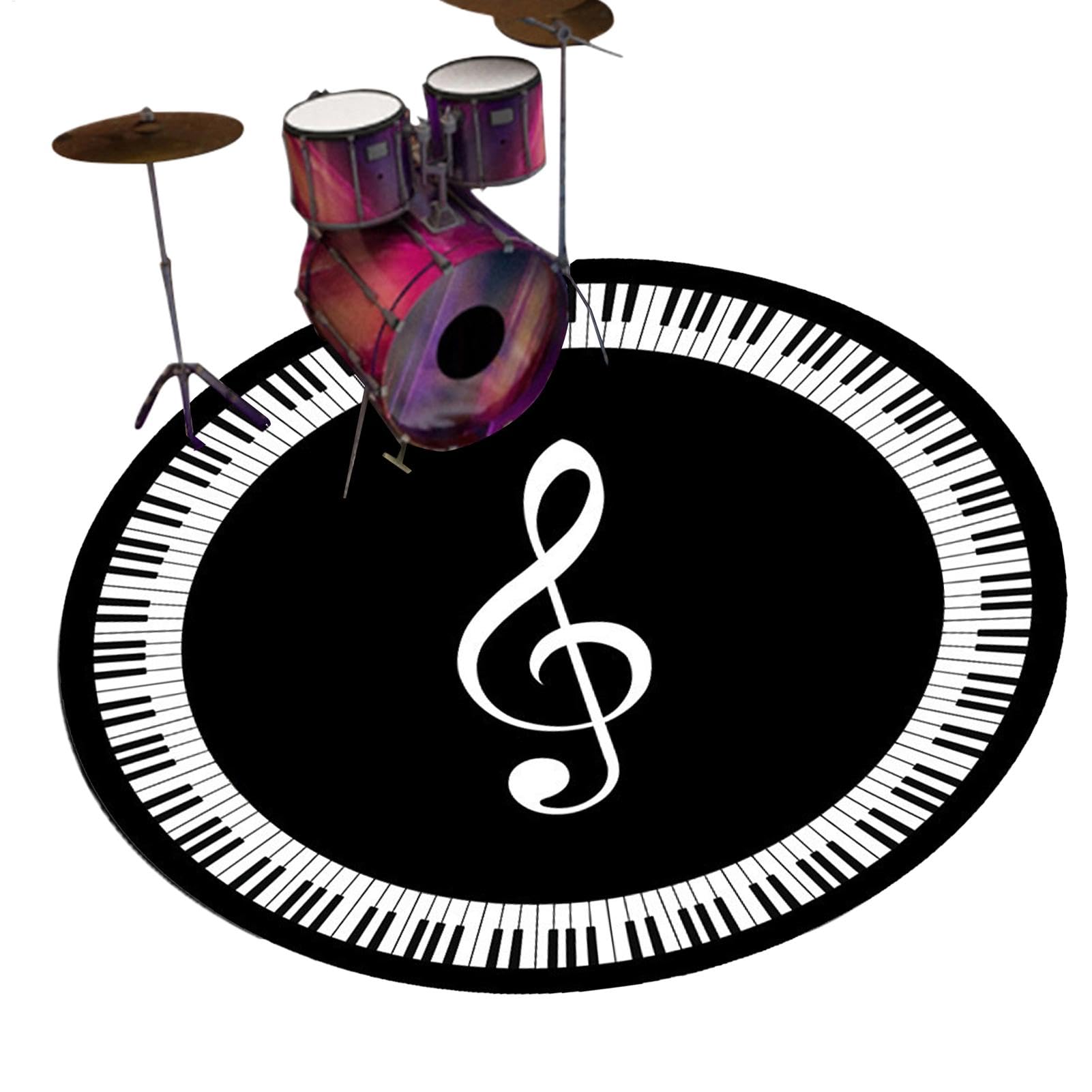 Drum-Set-Teppich, runde Drum-Matte Rundes bedrucktes Bassdrum-Pad | 140 cm/55,12 Zoll Musikinstrumente-Bodenmatte, rutschfestes Schlagzeugzubehör für Musikliebhaber oder Anfänger