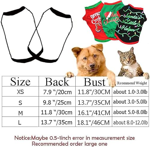 Miniatura 3 de Paquete de 3 camisas de Navidad para perros, ropa de copos de nieve, traje de Papá Noel, traje para cachorros, camiseta divertida para perros