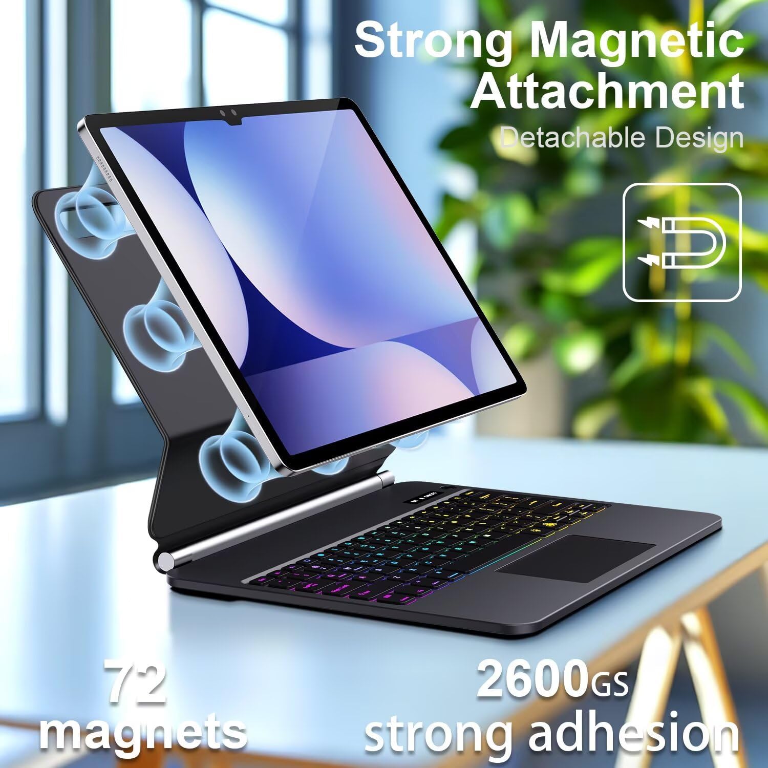 Keyboard Case for Samsung Galaxy Tab S10+ Plus/S9+ Plus/S9 FE+ Plus/S8+ Plus/S7+ Plus/S7 FE Case for 12.4" with Multi-Touch Trackpad - Magic-Style Magnetic (Black)