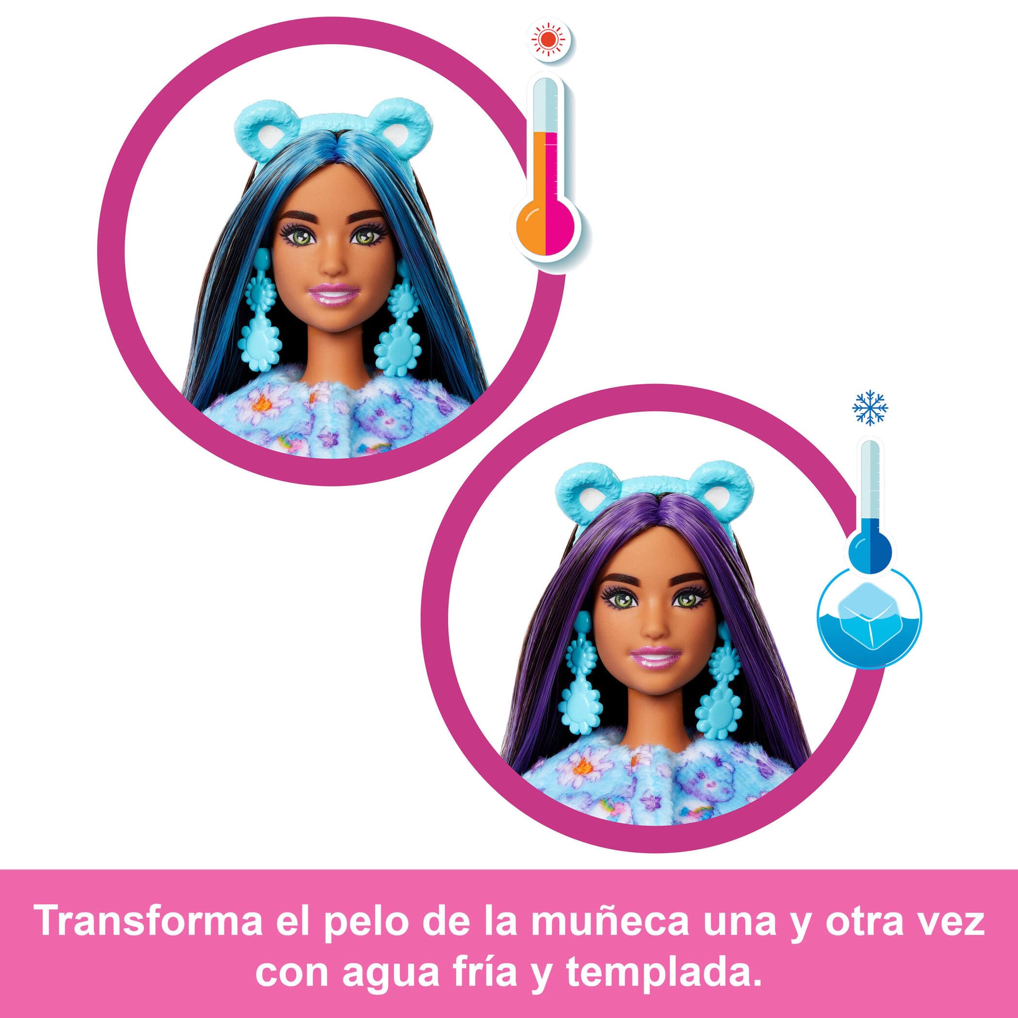 Barbie Cutie Reveal Care Bears Serie 2 Dream Bright Bear Muñeca y accesorios con 10 sorpresas, incluye cambio de color y un osito en miniatura, JFV61