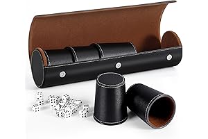 Complete 5 Dice Cups Leather Set +Dice + Exclusive Vintage Style Case