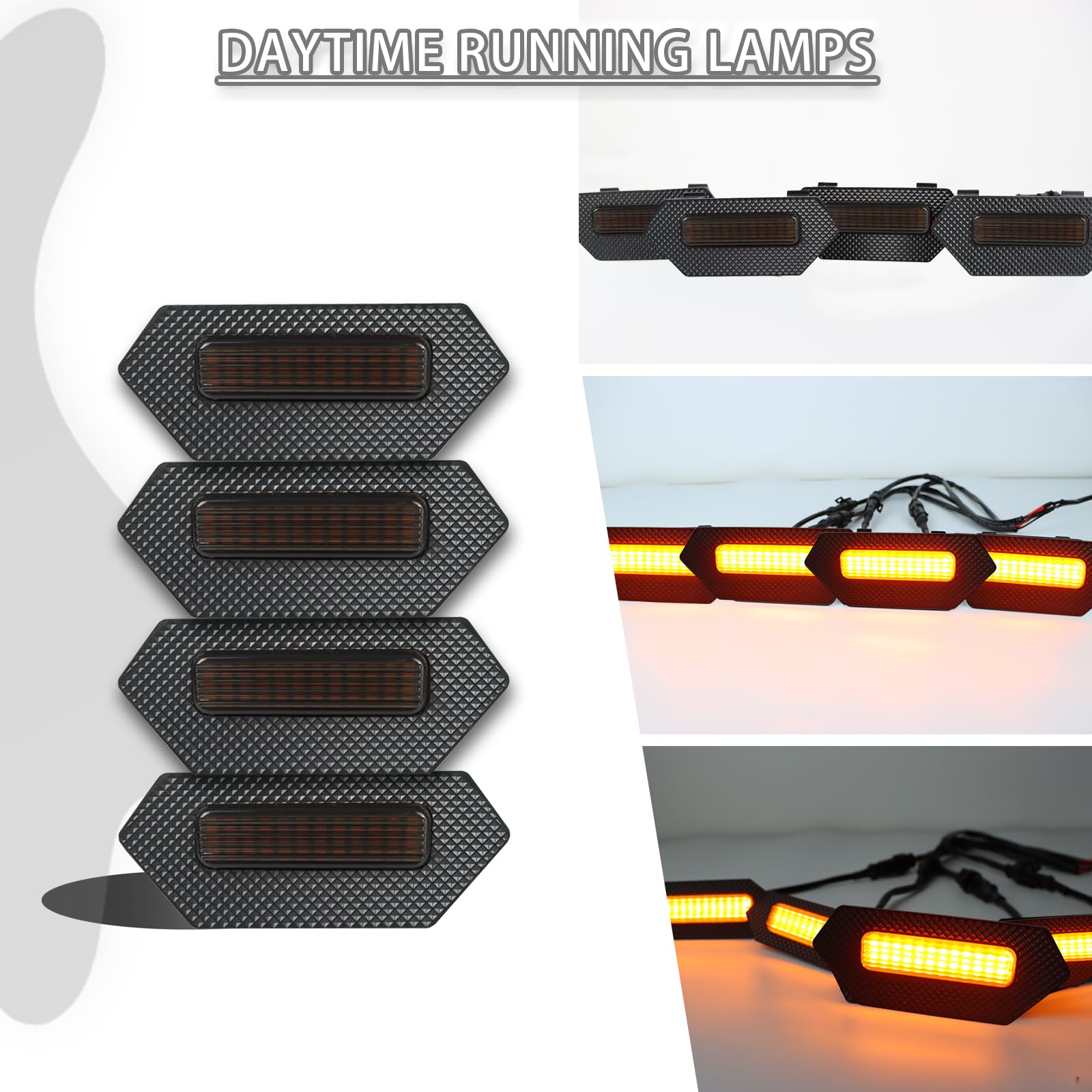 ZDEERAOTO 4pc Smoked Housing Amber LED Front Grille Lights DRL Feature Kit for Toyota Tacoma 2024 2025 Trailhunter TRD Pro Cab Pickup Accessories (Smoked)