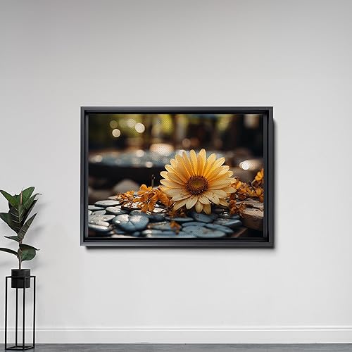 Miniatura 5 de Genius Decor, Modern Yellow Gray Bathroom Wall Art, Decor Zen Flowers, Pictures Canvas Print Relax Soak Unwind, Flower Art, Art prints Rock, yellow