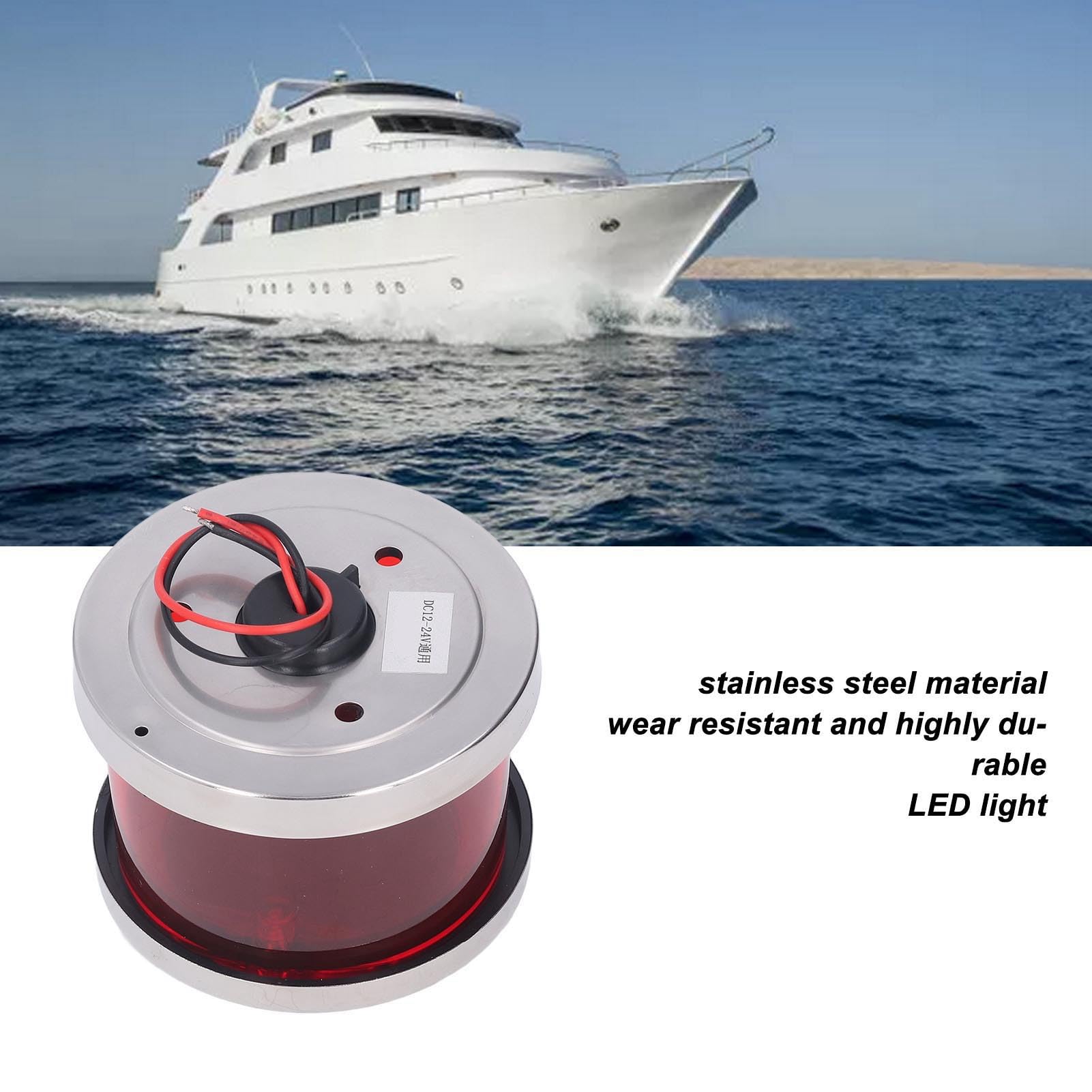 Luce di Navigazione per Barche a LED, Luce Marina in Acciaio Inossidabile, Luce a LED da 12 a 24 V per Pontone e Piccole Imbarcazioni, Luce di Prua e di Poppa ad Alta Visibilità (Rossa)