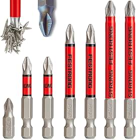 Kit Ponta Bits PH2 Phillips Magnético Antiderrapante 25/50/70/90mm para Parafusadeira 7 Peças