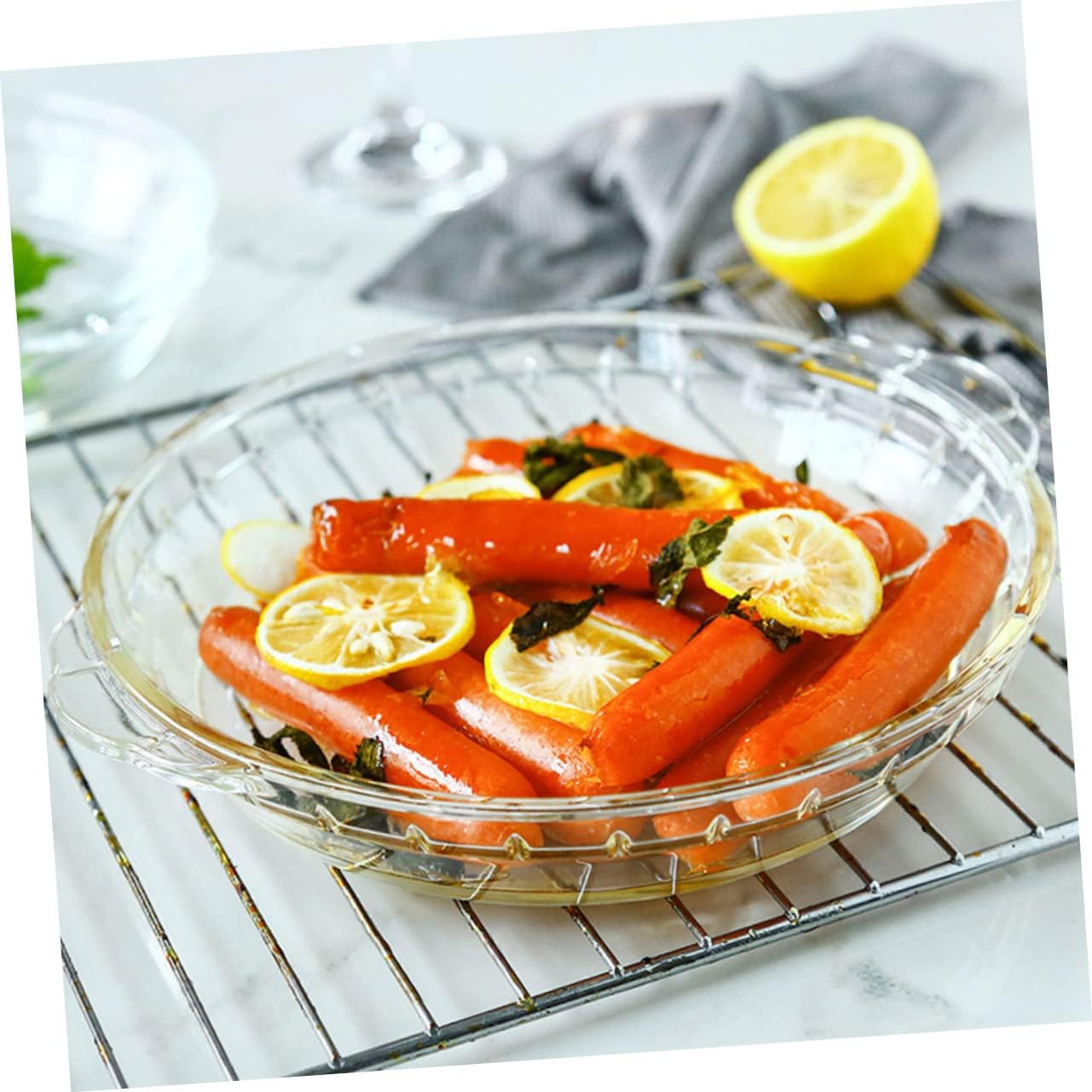 Unomor 2pcs Glass Baking Dishes Heat-resistant Plate for Oven Microwave Dish for Baking Broiler Pan