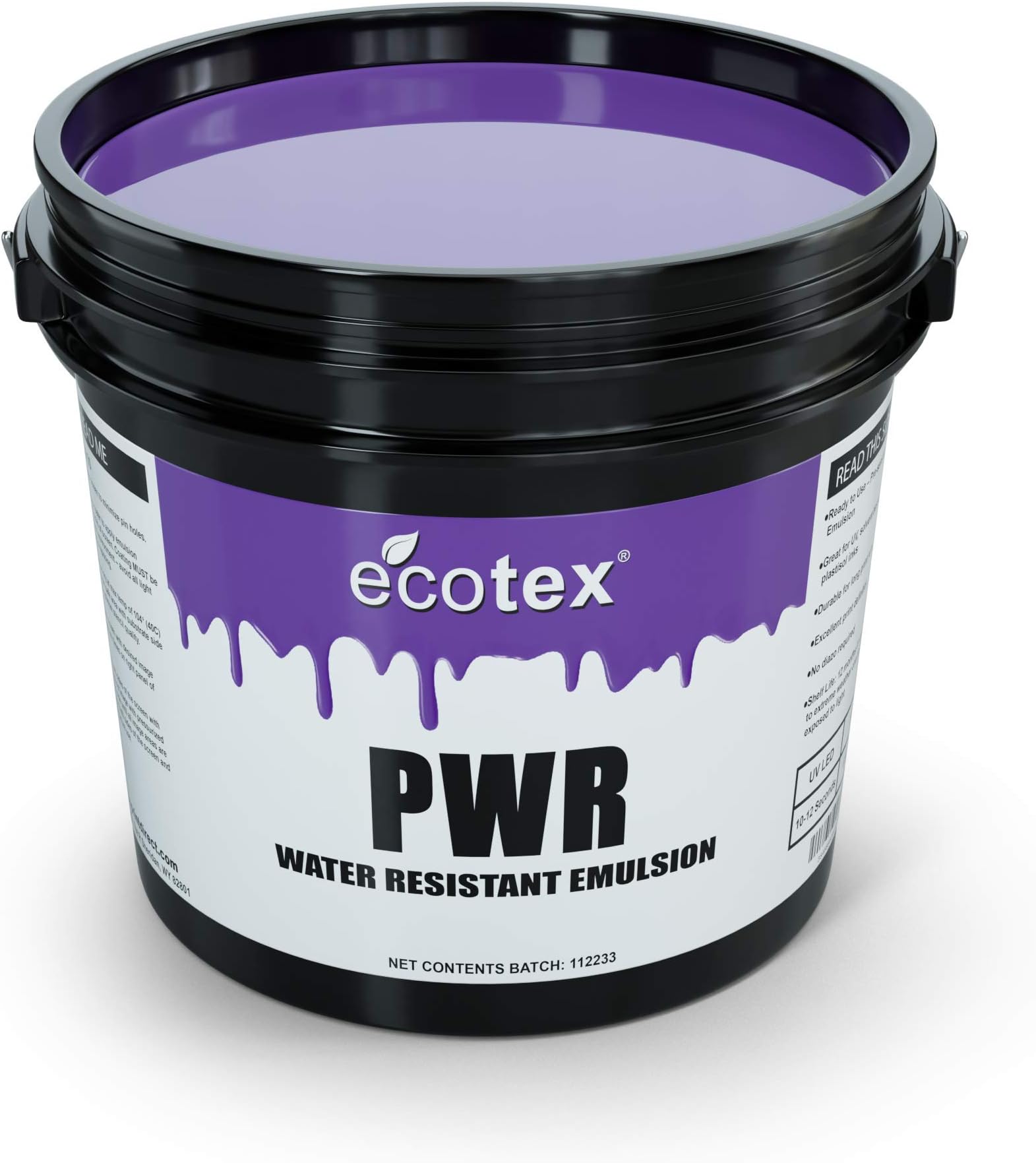 Ecotex® PWR Screen Printing Emulsion (Gallon - 128oz.) Pre - Sensitized Photo Emulsion for Silk Screens and Fabric - for Screen Printing Plastisol Ink and Water Based Ink, Screen Printing Supplies