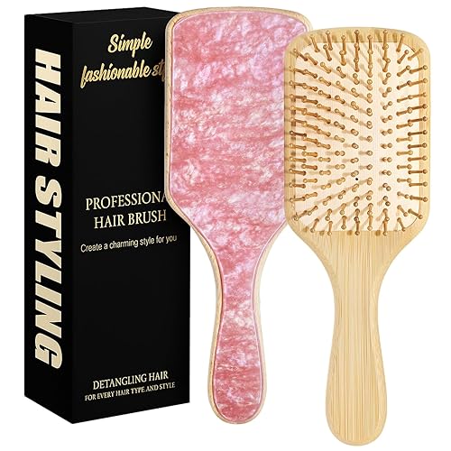 Cepillo de bambú con cerdas de madera natural para el crecimiento del cabello, adecuado para todo tipo de cabello, para mujeres, hombres y niños