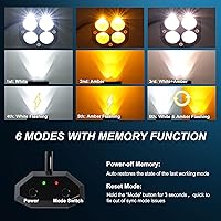 Vista 6 de 2 piezas de luces de trabajo LED de 3 pulgadas con haz puntual, parpadeo estroboscópico blanco/ámbar, seis modos, luces LED cuadradas