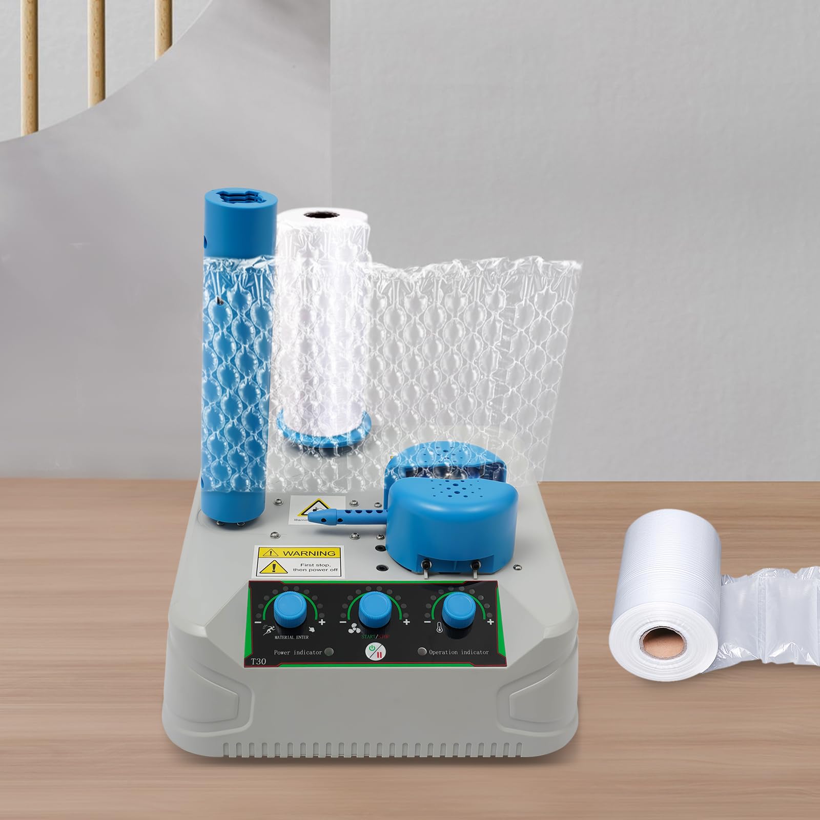 Air Cushion Machine Air Pillow Machine Inflation Speed 16.4-32.8ft/min Portable Air Cushion Wrap Machine Business Inflatable Air Packaging System for Shipping, Packing Supplies 144W