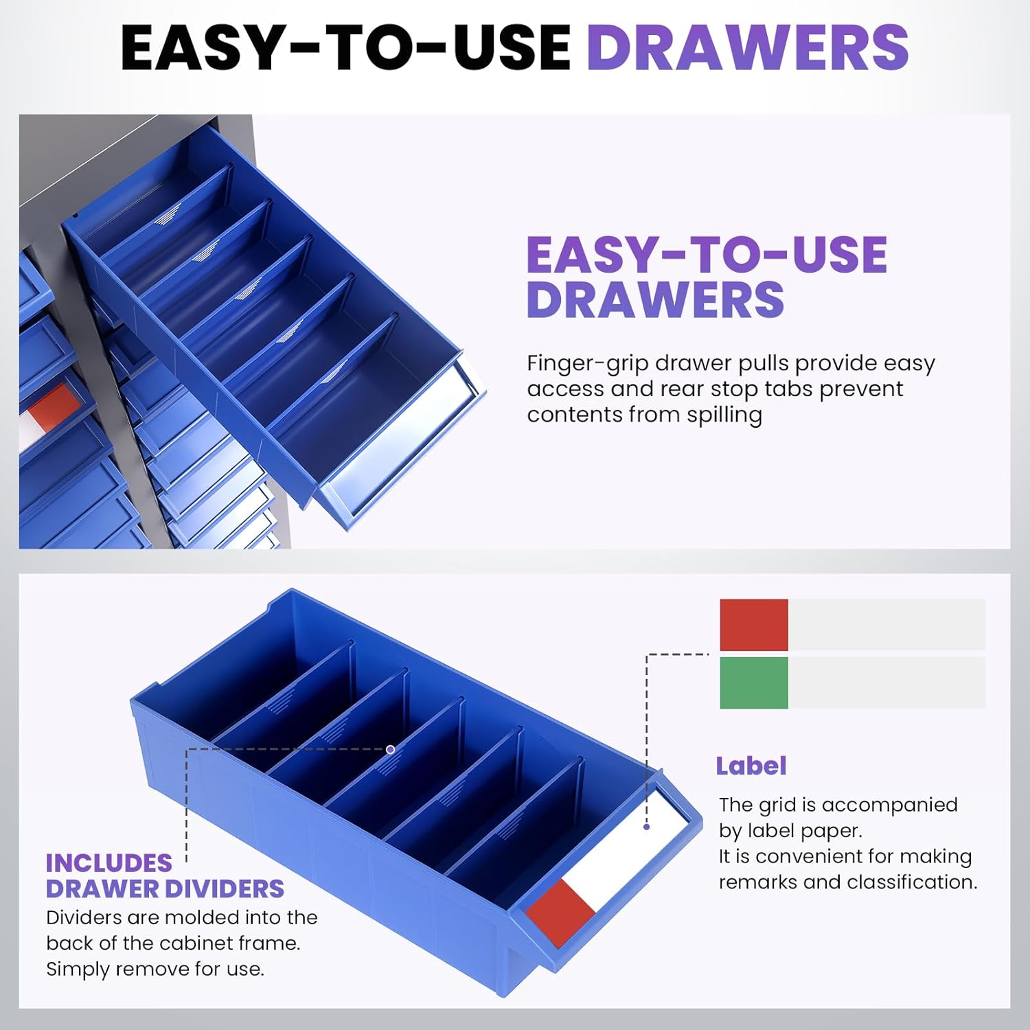 75 Drawers Nut and Bolt Organizer, Bolt and Nut Tool Storage Cabinet with Acrylic Adjustable Shelves & Label Stickers, Alloy Steel Parts Cabinet for Workshop Garage Organizer (36" H x 26" D x 9" W)