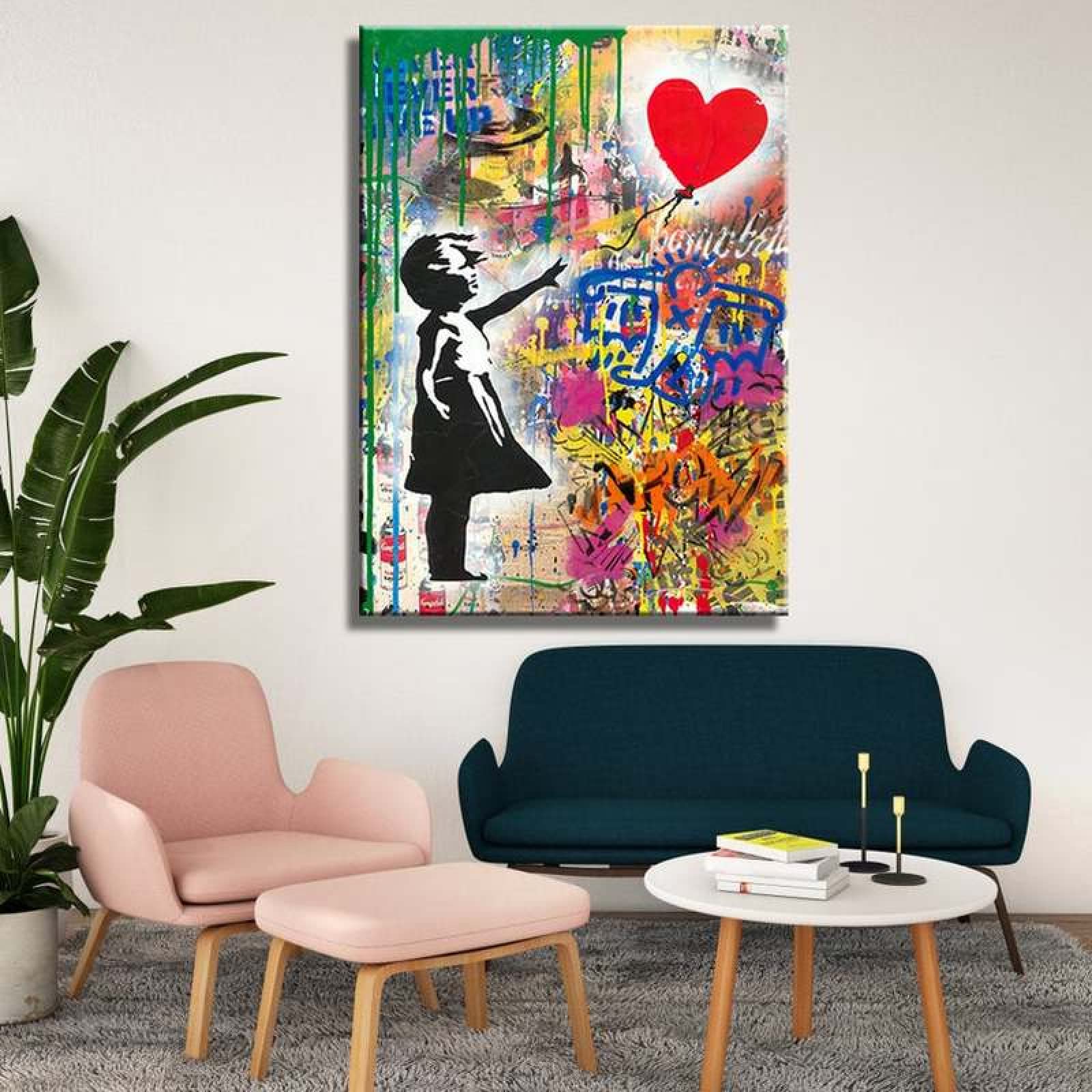 Lakabara Girls Frameless Mr. Brainwash Artwork Banksy Red Balloon Follow Your Dreams Street Grafitti Art Canvas Paintings Banksy Posters Modern Art Prints 50X70cm