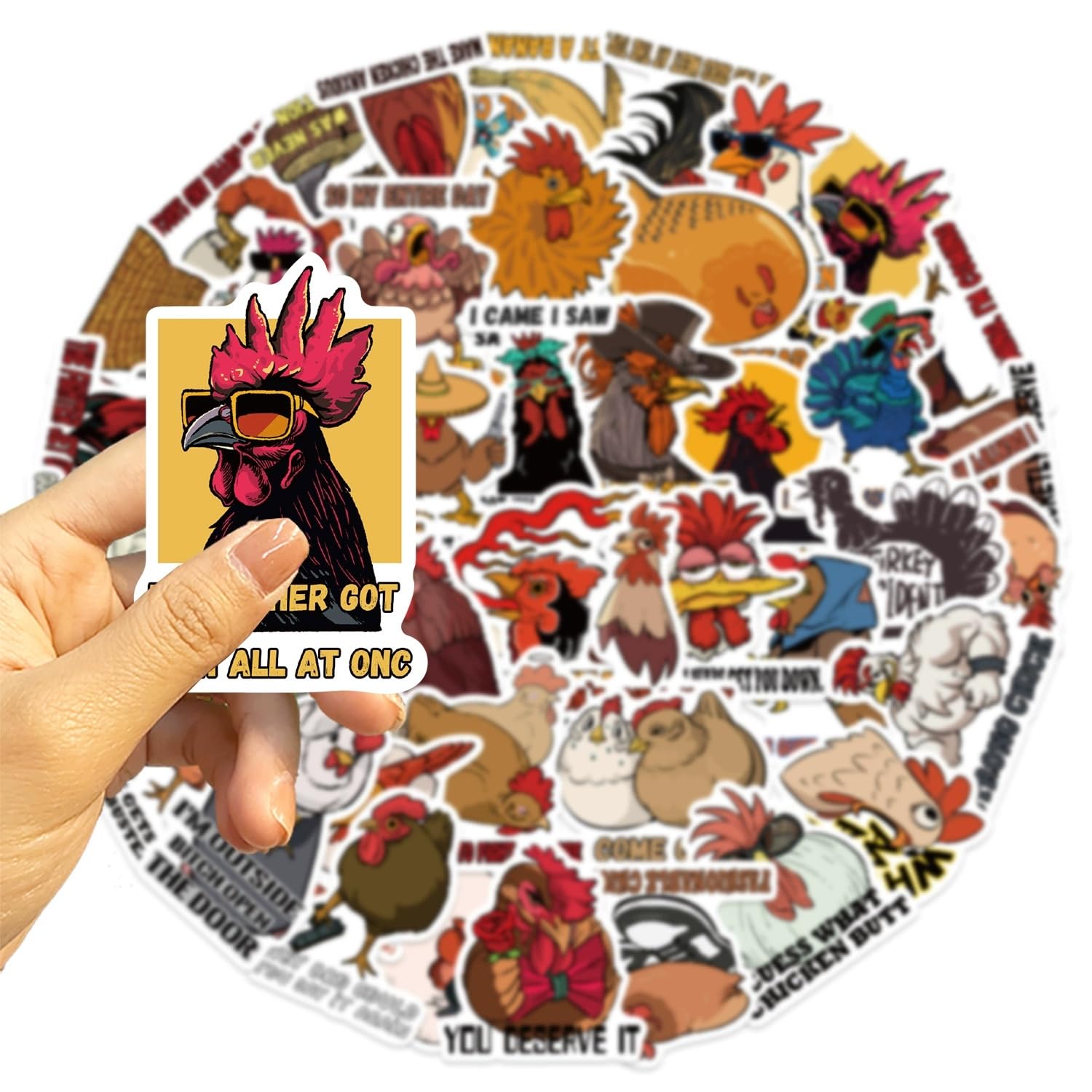 50 Pcs Hen Stickers Laptop Car Scrapbook Phone Skateboard Suitcase Luggage Bike Chicken Vinyl Waterproof Aesthetic Personalised Stickers for Teens Boys Girls Adults - Image 3