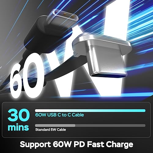 Miniatura 2 de Cable de carga USB C, cable de carga plano de 90 grados de 60 W, 3.3 pies, diseño de puerto C L, transferencia de datos de alta velocidad en ángulo