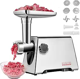 Moedor De Carne, Moedor De Carne Elétrico, 350 W [2800 W Máx.], Máquina De Salsicha, Picador De Carne, Máquina De Salsicha De Carne, Pratos De 4 Tamanhos, Kit De Salsicha E Kubbe Para Cozinh