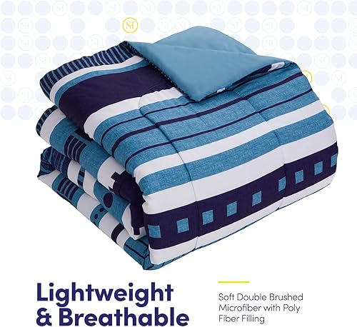 Miniatura 5 de Sweet Home Collection Juego de edredón de 7 piezas de color sólido para todas las estaciones, manta alternativa de plumón suave y lujosas sábanas de