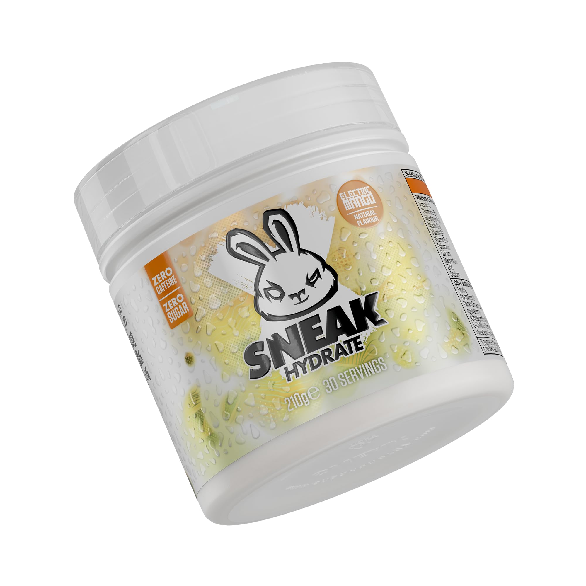 SNEAK | Electric Mango Hydrate | Zero Caffeine, Zero Sugar, Natural Flavours & Colours, Ashwagandha KSM-66, Coconut Water | 30 Servings