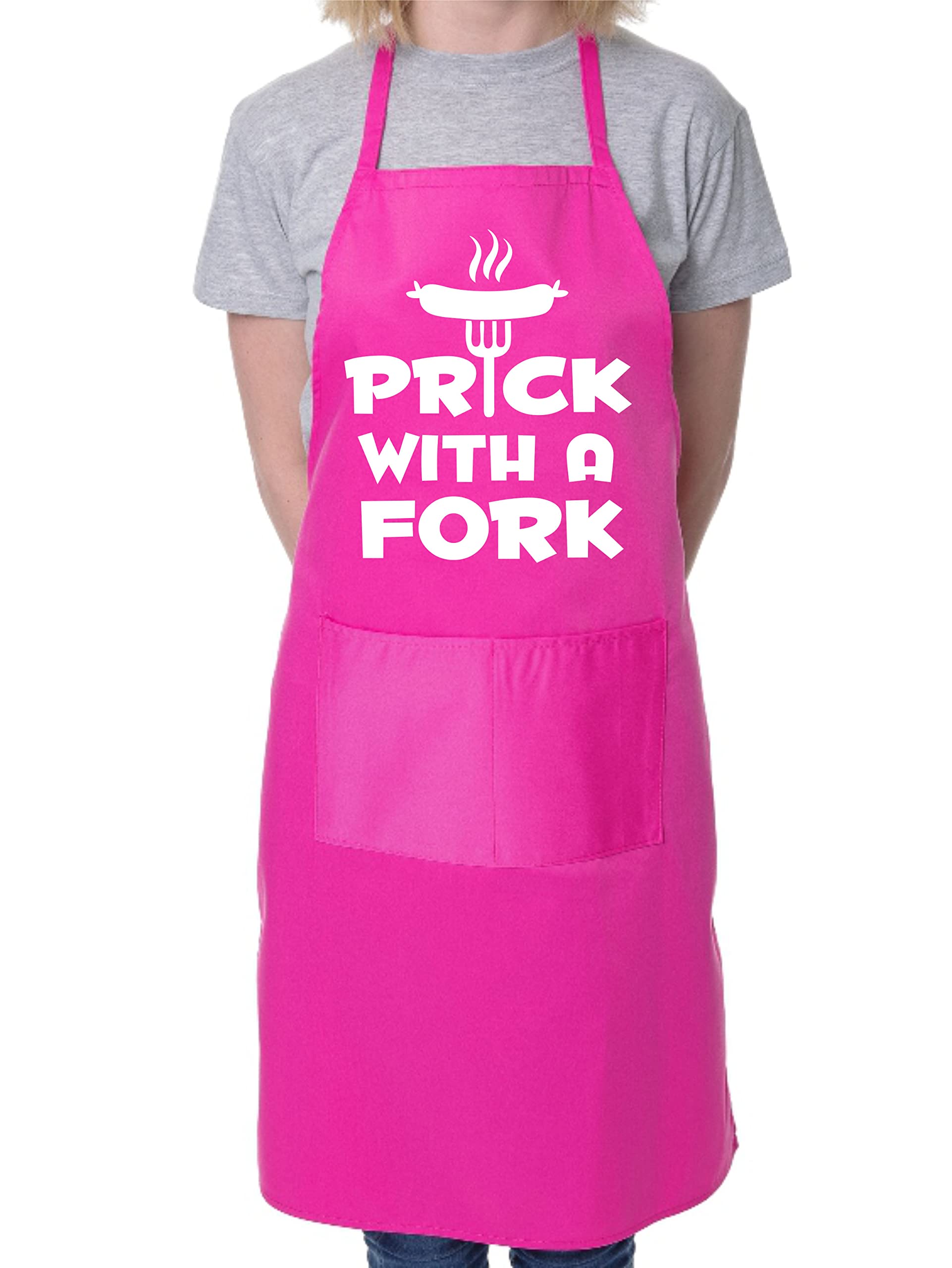 Print4u Men's Pink Prick With A Fork Bbq Cooking Funny Novelty Apron