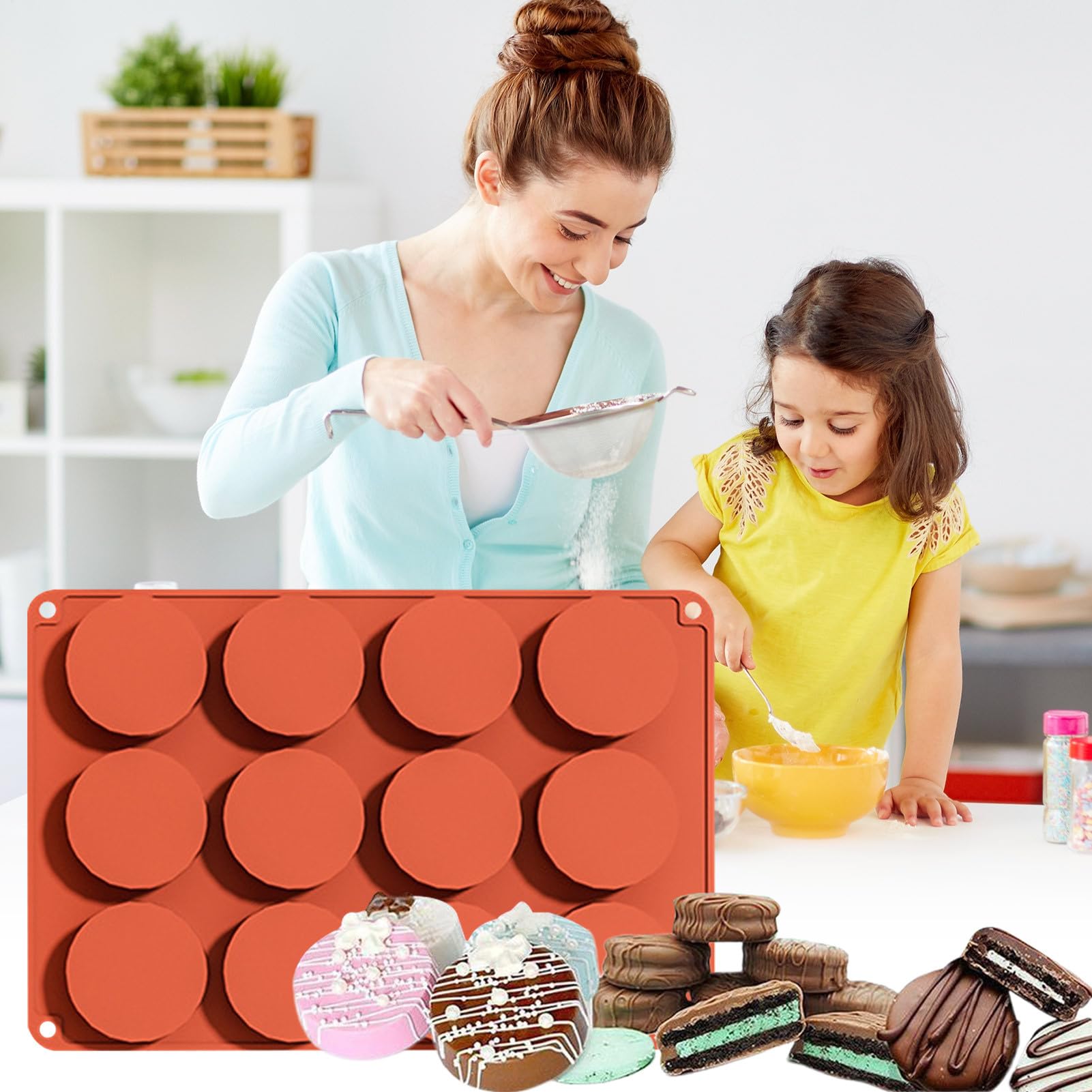 Silikon-Kuchenform, Süßigkeitenformen aus Silikon-Kuchen-Puck-Form aus mit | 12 Mulden,Schokoladenformen, Kuchenform für, Pudding, Kuchen machen, Schokolade